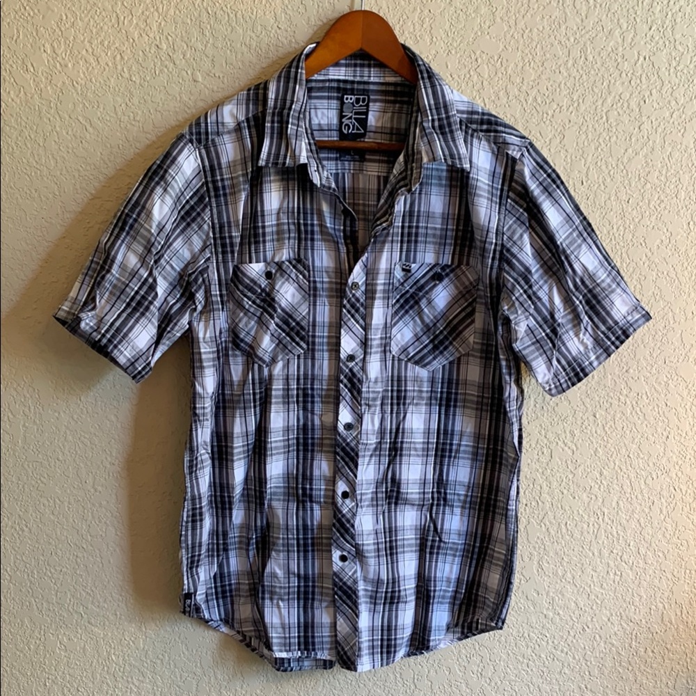 Billabong Casual Button Down Shirt plaid Black and White